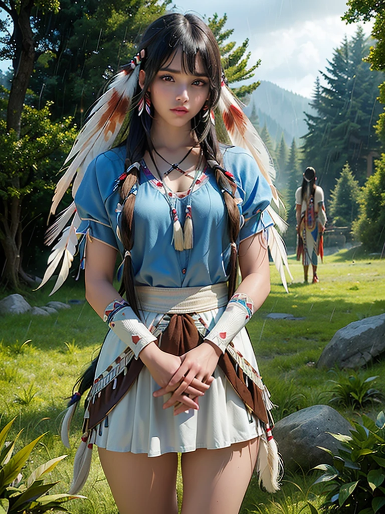 score_9, score_8_above, score_7_above, score_6_above, classification_explicit, 1 girl, ((18 years:1.2)),(The best quality,A high resolution,Ultra - detailed,actual),Native American Ariana Grande,(wild Indian native American:1.4), adult, full lips, big light eyes, light blue eyes, ((by rubio:1)), (cabello ondulado long trenzado nativo indio: 1.2), (female native american:1.4) ,(native indian feathers :1.4), (Face details: 1.5, bright blue eyes, beautiful face, pretty eyes, iris coating, labios Delgados: 1.5, Delgado, pale and sharp eyebrows, long, dark eyelashes, double tabs),(perfect hands detailed : 1.4 ) , (forest background big leaves :1.4), (native american V2.1), (native american:1.4), (fondo desierto casa native american:1.4), (dynamic cowboy pose),(( beautiful american indian warrior:1.4), (beautiful american indian warrior: V2.1)) , (bright colors), (big stones background:1.4 ), (meadow background :1.4), (falling rain cloudy:1.4), (great grassland autumn :1.4), (vestidor native american:1.4), (showing panties:1.4), (realistic V2.1), (perfect anatomy)
