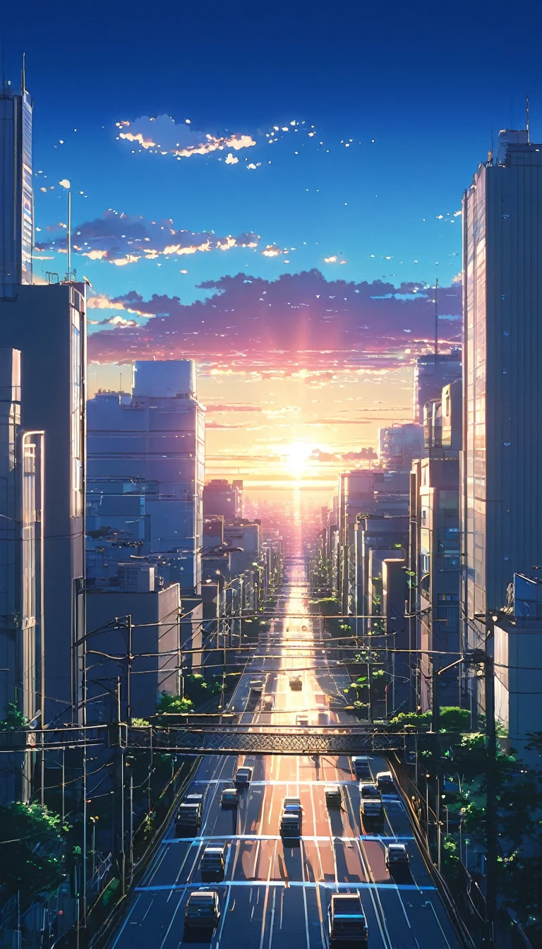 an iphone with an image of a city and the sun setting over it, watching the sun set. anime, anime. by makoto shinkai, hd anime cityscape, makoto shinkai. —h 2160, cosmic skies. by makoto shinkai, anime atmospheric, anime wallaper, by makoto shinkai, by Makoto Shinkai, beautiful anime scenery, makoto shinkai. high detail, ( ( makoto shinkai ) ), anime scenery, colorful anime movie background, anime movie background, anime background art, style of makoto shinkai, anime sky, beautiful anime artwork, anime background