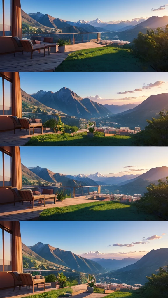 (masterpiece,Highest quality:8K) Affordable bedroom with mountain views and balcony, Beautiful views, A soothing and comfortable landscape, Detailed view, Instagram photos Nice views, beautifully、aesthetic, Beautiful nature in the background, Amazing scenery in the background, 8K Photorender Reality Engine, Beautiful views, Overlooking the valley, Nice views, beautiful place, paradise in the background 1 photo style