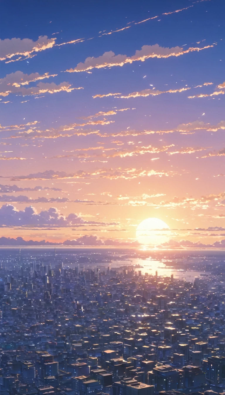 an iphone with an image of a city and the sun setting over it, watching the sun set. anime, anime. by makoto shinkai, hd anime cityscape, makoto shinkai. —h 2160, cosmic skies. by makoto shinkai, anime atmospheric, anime wallaper, by makoto shinkai, by Makoto Shinkai, beautiful anime scenery, makoto shinkai. high detail, ( ( makoto shinkai ) ), anime scenery, colorful anime movie background, anime movie background, anime background art, style of makoto shinkai, anime sky, beautiful anime artwork, anime background