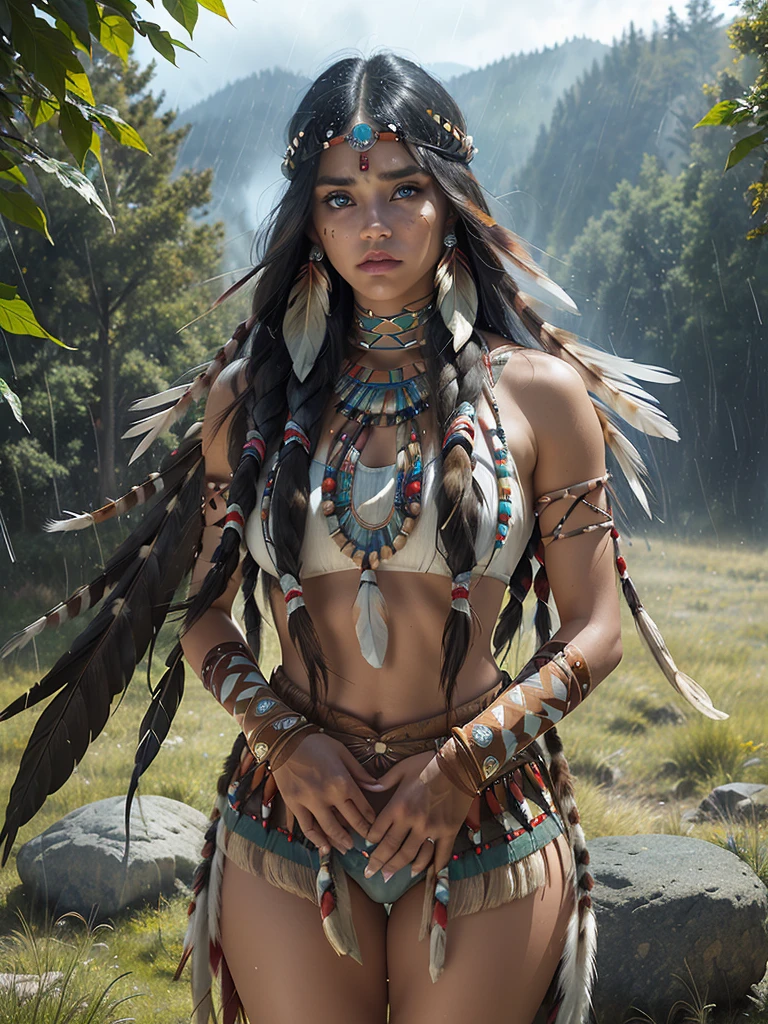 score_9, score_8_above, score_7_above, score_6_above, classification_explicit, 1 girl, ((18 years:1.2)),(The best quality,A high resolution,Ultra - detailed,actual),Native American Ariana Grande,(wild Indian native American:1.4), adult, full lips, big light eyes, light blue eyes, ((by rubio:1)), (cabello ondulado long trenzado nativo indio: 1.2), (female native american:1.4) ,(native indian feathers :1.4), (Face details: 1.5, bright blue eyes, beautiful face, pretty eyes, iris coating, labios Delgados: 1.5, Delgado, pale and sharp eyebrows, long, dark eyelashes, double tabs),(perfect hands detailed : 1.4 ) , (forest background big leaves :1.4), (native american V2.1), (native american:1.4), (fondo desierto casa native american:1.4), (dynamic cowboy pose),(( beautiful american indian warrior:1.4), (beautiful american indian warrior: V2.1)) , (bright colors), (big stones background:1.4 ), (meadow background :1.4), (falling rain cloudy:1.4), (great grassland autumn :1.4), (vestidor native american:1.4), (showing panties:1.4), (realistic V2.1), (perfect anatomy)