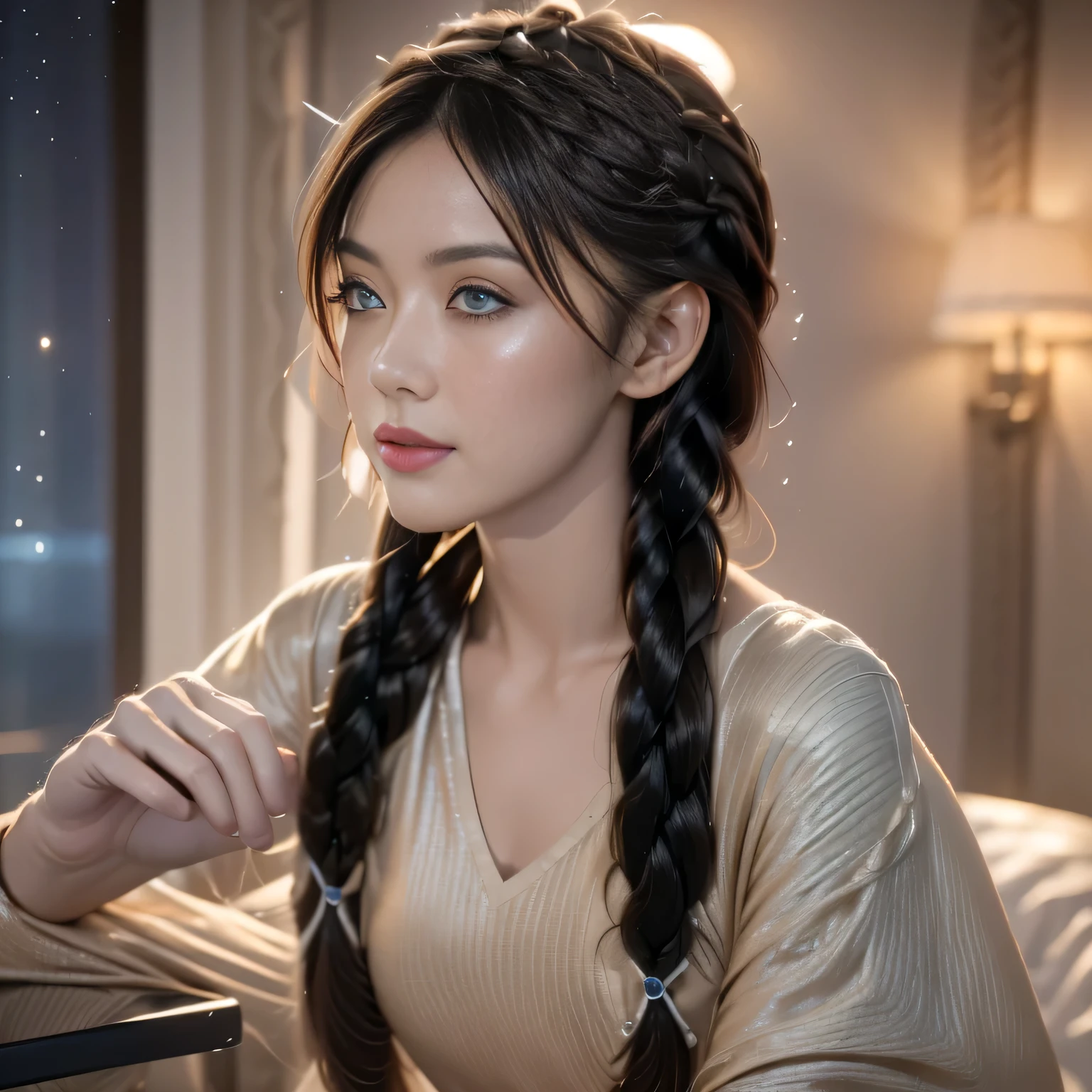 Movie Poster,((Braided hairstyle : 1.5)),Anime Reference 86 ,science fiction,Science Fiction,Movie,War Action ,space,atmosphere,Sky,Battleship,Multiple characters,woman,Adults,Green Eyes,Black Hair,(Pia bangs hairstyle) : 1.8 ),(Red glasses),universal uniform,White Commander,Realistic facial details,Realism,3d face,