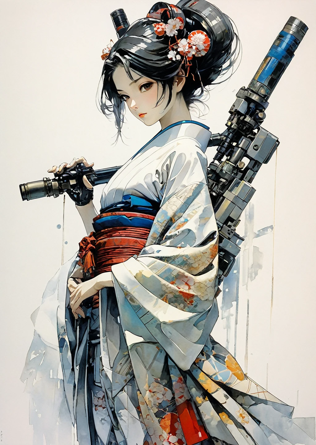 One Girl Mechanical Arm Geisha Kimono
(art by  Yoji Shinkawa)