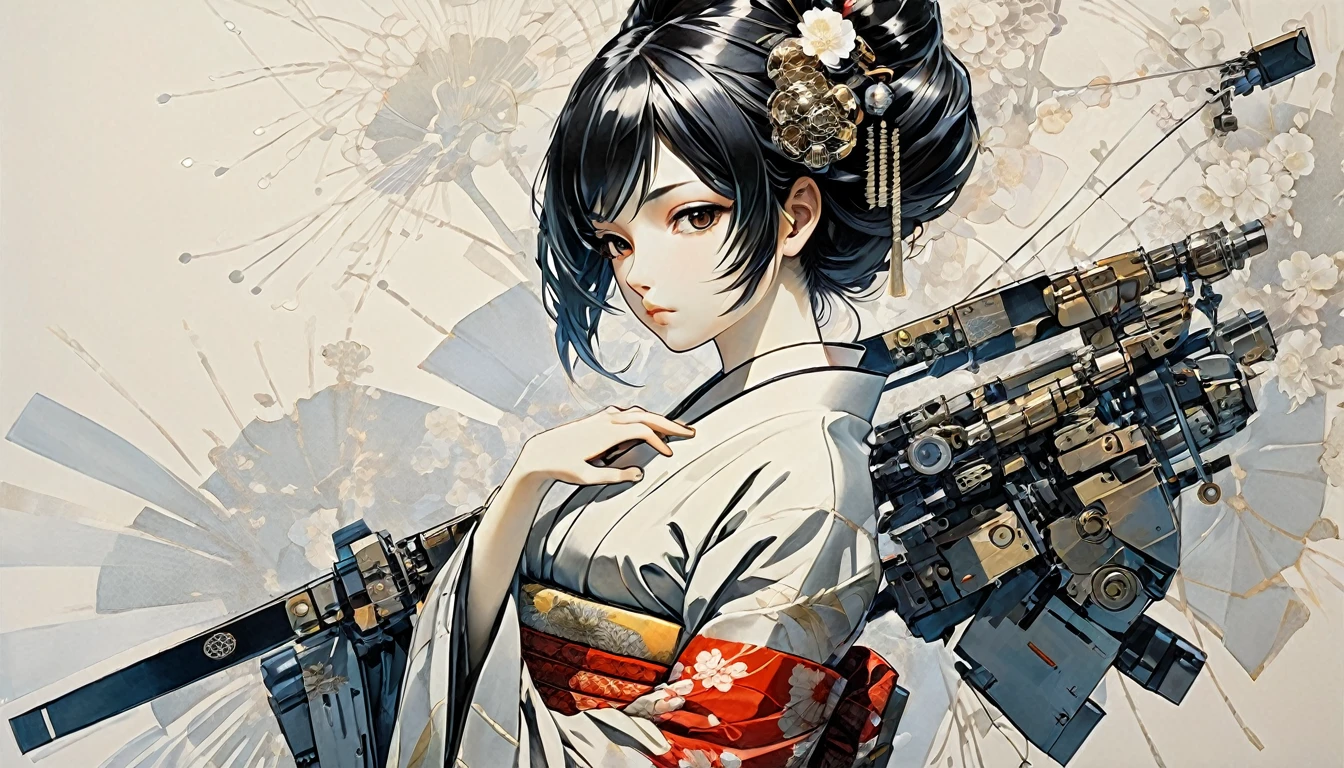 One Girl Mechanical Arm Geisha Kimono
(art by Yoji Shinkawa)