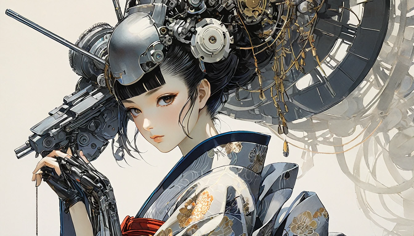 One Girl Mechanical Arm Geisha Kimono
(art by Yoji Shinkawa)