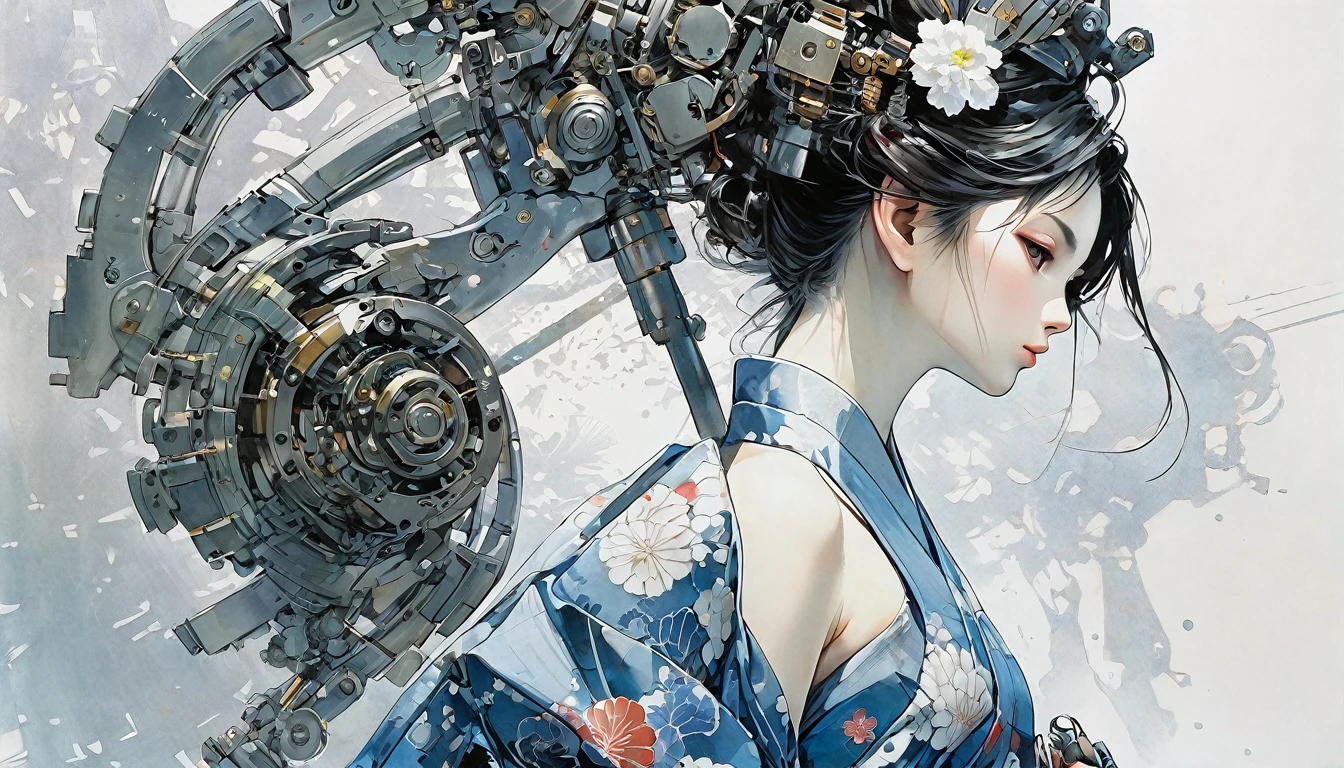 One Girl Mechanical Arm Geisha Kimono
(art by Yoji Shinkawa)