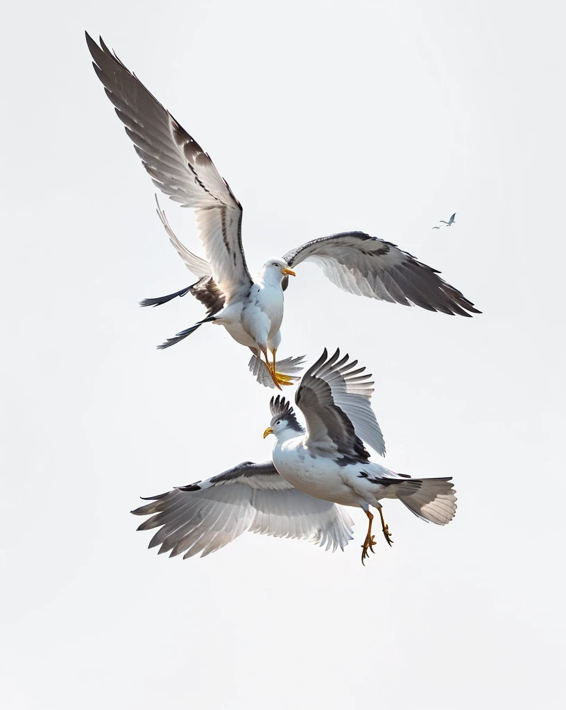 There are two birds flying together in the sky, it flies in a storm, Close combat, They fought fiercely., author:John Gibson, By Jan Rustem, Fierce Battle, two males, In flight, author:Raymond Norman, author:Ivan Grohar, author Larry D. Alexander, author:Mandy Jurgens, Seagull, Aerial