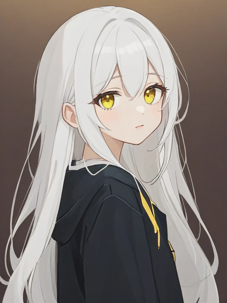 white hair girl, cute, high, yellow eyes, long hair