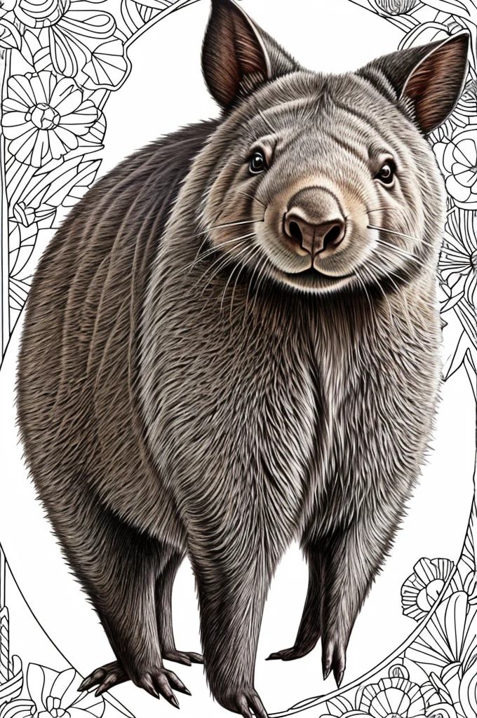 create a wombat coloring book page without color foe kids