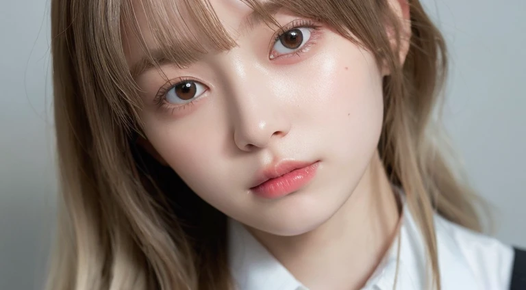 (Long Hair, bangs, Platinum Blonde Hair:1.2),(Wearing school uniform:1.2),1 girl,Japanese,21 years old,(Small breasts:1.3),(Highest quality,masterpiece:1.3,超A high resolution,),(Ultra-detailed,Caustics),(Photorealistic:1.4,RAW shooting,)Ultra-Realistic Capture,Very detailed,High resolution 16K human skin close-up。 Natural skin texture、,Pores、、It needs to be detailed enough to be easily identifiable。 Skin should be even-toned and healthy looking。 Use natural light and colour, Sad expression, Looking at the camera, Perfect dynamic composition, Outdoor