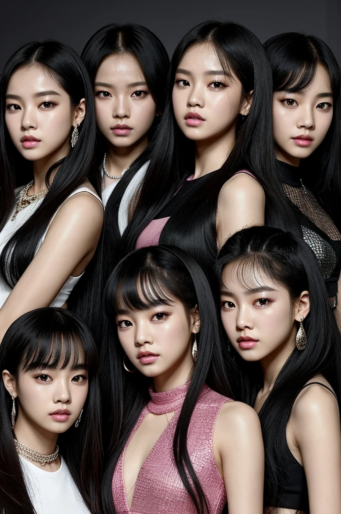 generates an image that combines the physical characteristics of Blackpink's Rose, Emma Myers y Bella Delphine. I want the resulting image to have:Blackpink's Rose's eyes and face shape.Emma Myers' hair color and style.Bella Delphine's typical makeup and facial expression.The image must have a neutral background and be in high resolution. Make sure the details of each feature are clear and recognizable."