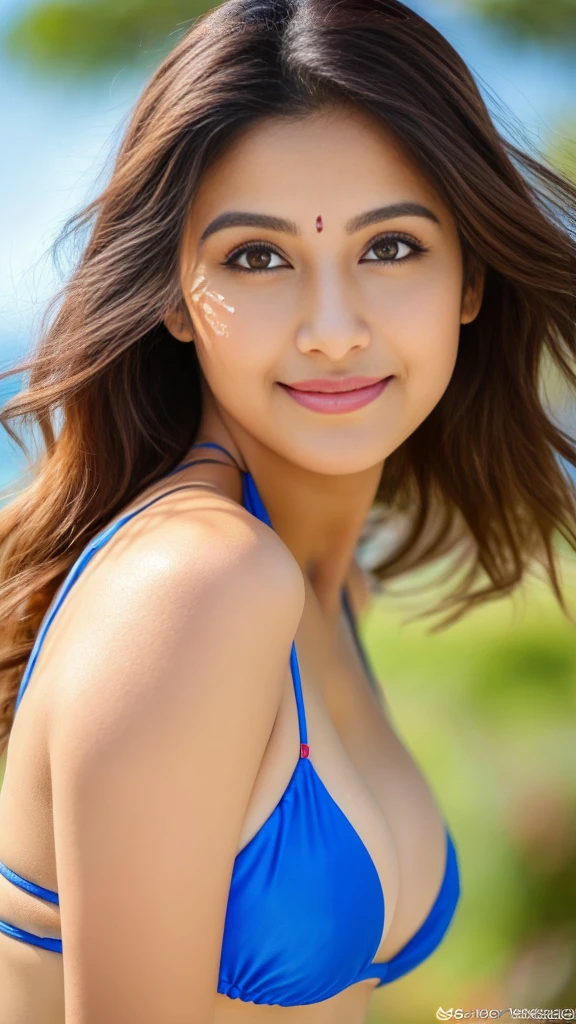(32K:1.5), 1 girl,light smile,whole body,simple background, (realistic:1.4), (indian actress:1.3),
(indian beauty:1.4), (ultimate beauty:1.4), master piece,4k,8k,(master piece,ultra high resolution:1.5),(master piece,photo-realistic:1.5),master piece,fine eyes,master piece,detailed face, perfectly balanced face, looking at camera, hair waving in the wind, Beautiful skin like porcelain, beautiful eyes, ring-shaped eyes, biggest breasts, healthy body structure,wearing bikini, most healthy most big brests most big ass