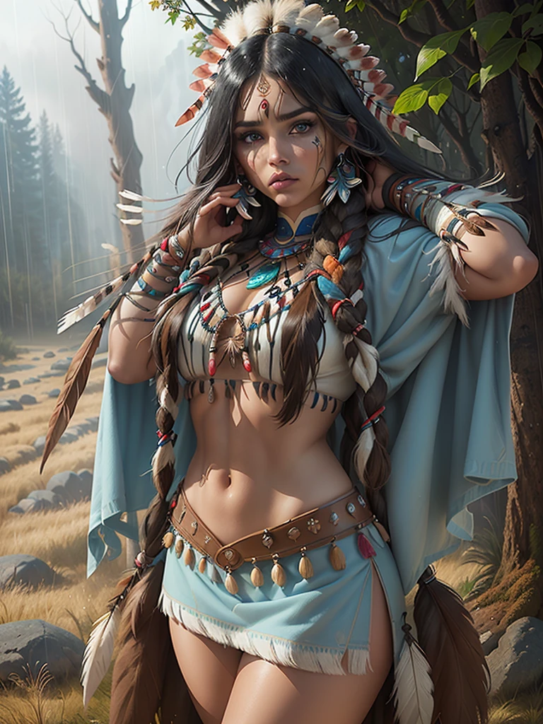 score_9, score_8_above, score_7_above, score_6_above, classification_explicit, 1 girl, ((18 years:1.2)),(The best quality,A high resolution,Ultra - detailed,actual),Native American Ariana Grande,(wild Indian native American:1.4), adult, full lips, big light eyes, light blue eyes, ((by rubio:1)), (cabello ondulado long trenzado nativo indio: 1.2), (female native american:1.4) ,(native indian feathers :1.4), (Face details: 1.5, bright blue eyes, beautiful face, pretty eyes, iris coating, labios Delgados: 1.5, Delgado, pale and sharp eyebrows, long, dark eyelashes, double tabs),(perfect hands detailed : 1.4 ) , (forest background big leaves :1.4), (native american V2.1), (native american:1.4), (fondo desierto casa native american:1.4), (dynamic cowboy pose),(( beautiful american indian warrior:1.4), (beautiful american indian warrior: V2.1)) , (bright colors), (big stones background:1.4 ), (meadow background :1.4), (falling rain cloudy:1.4), (great grassland autumn :1.4), (vestidor native american:1.4), (showing panties:1.4), (realistic V2.1), (perfect anatomy)