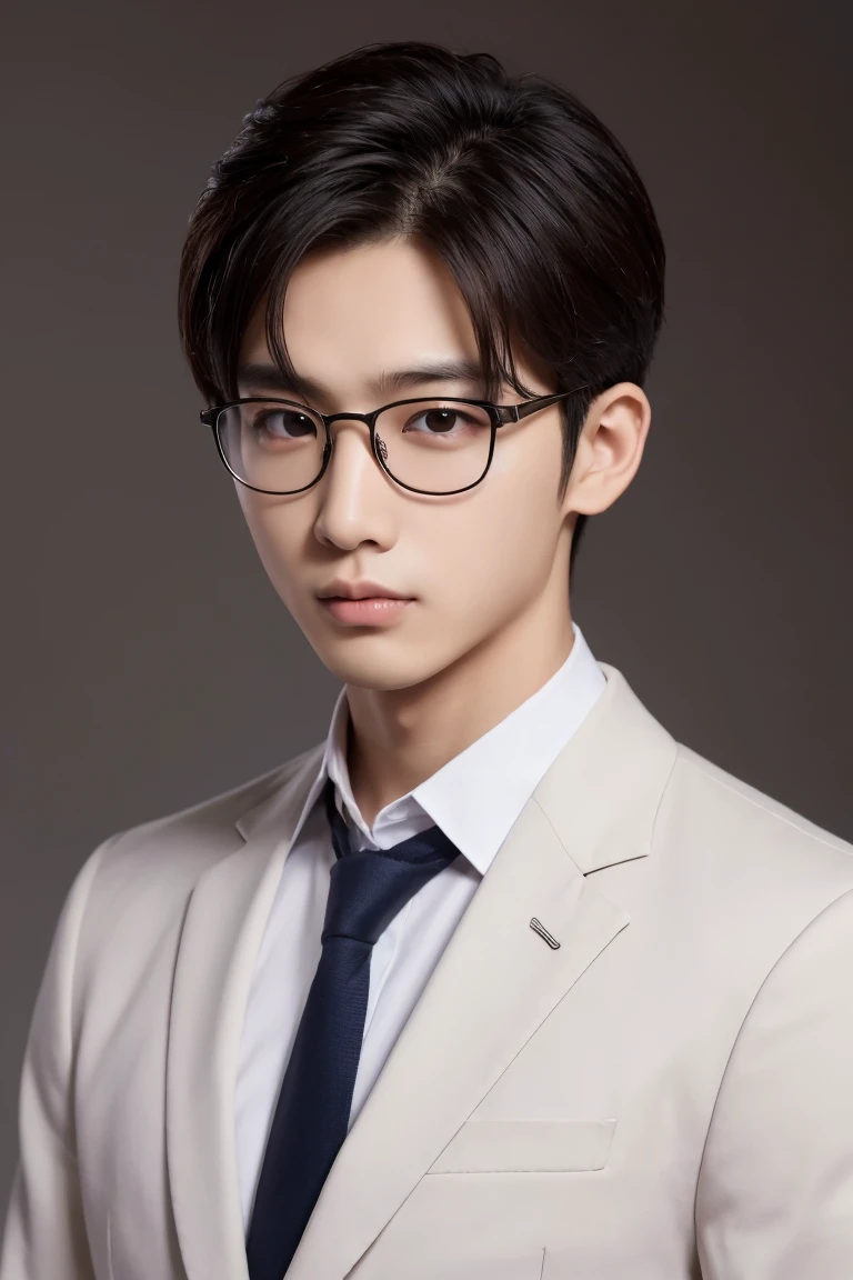 (((top quality))), ((masterpiece)), 8K quality, 1 male, young, good looking, Asian, glasses, Korean, idol