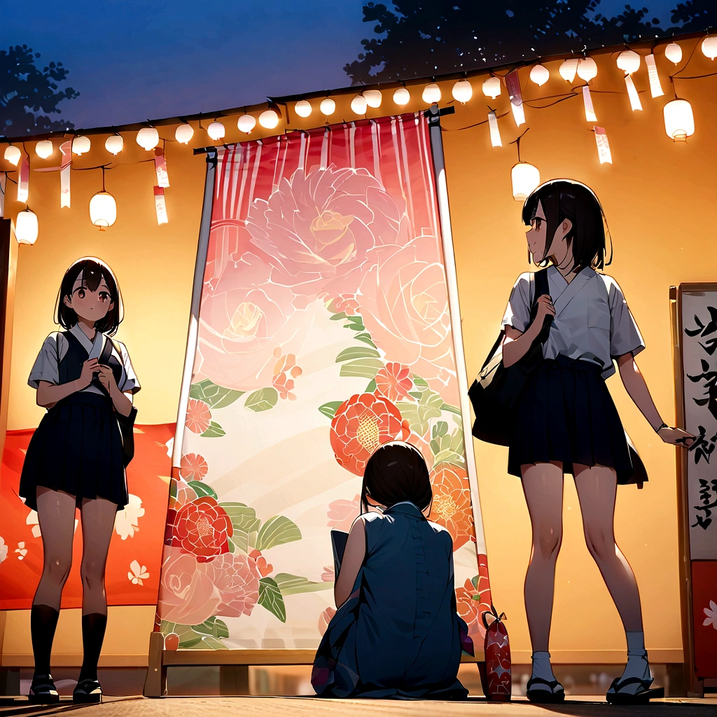Ultra-high resolution photos、Full body description、Very accurate depiction of the human body、Girl Lesbian、Japanese students、Summer festival