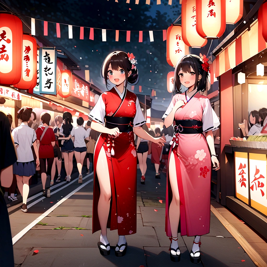 Ultra-high resolution photos、Full body description、Very accurate depiction of the human body、Girl Lesbian、Japanese students、Summer festival