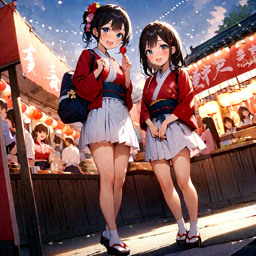 Ultra-high resolution photos、Full body description、Very accurate depiction of the human body、Girl Lesbian、Japanese students、Summer festival