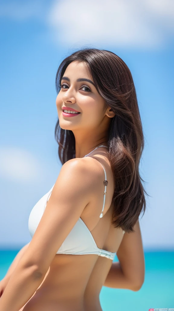 (32K:1.5), 1 girl,light smile,whole body,simple background, (realistic:1.4), (indian actress:1.3),
(indian beauty:1.4), (ultimate beauty:1.4), master piece,4k,8k,(master piece,ultra high resolution:1.5),(master piece,photo-realistic:1.5),master piece,fine eyes,master piece,detailed face, perfectly balanced face, looking at camera, hair waving in the wind, Beautiful skin like porcelain, beautiful eyes, ring-shaped eyes, most biggest breasts, very healthy body structure,wearing bikini, most healthy most big brests most big ass,