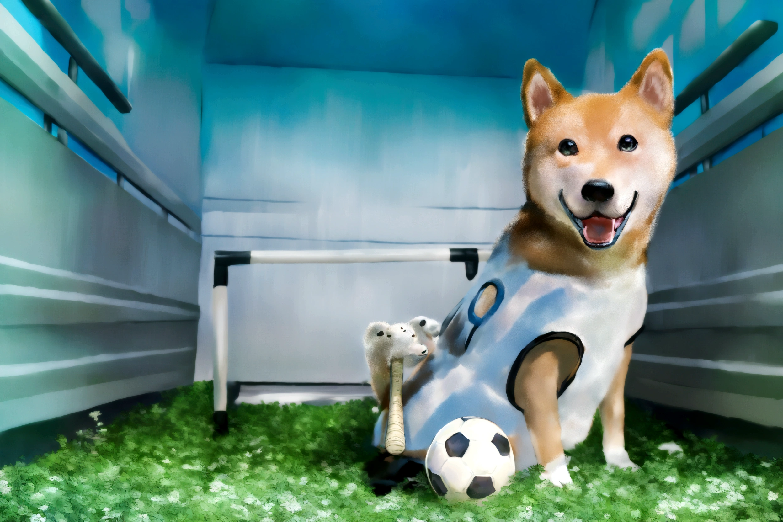 there is a shiba dog that is sitting, Shiba Inu holding a baseball bat, Shiba Inu dog, anthropomorphic Shiba Inu, Shiba Inu portrait