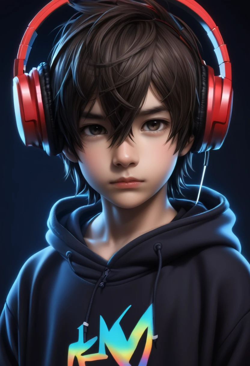 boy whith hoodie and headset ,