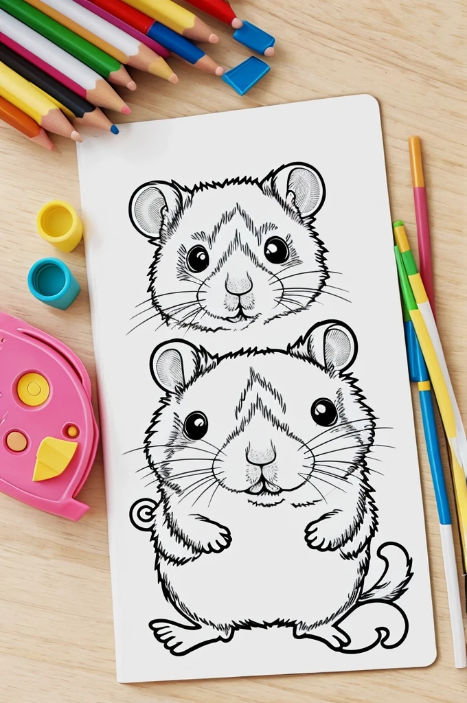 Create a cute hamster for coloring book without a color for kids