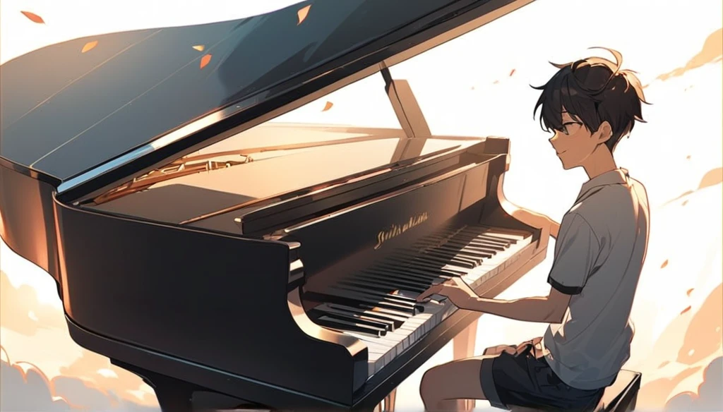 Boy playing piano,
