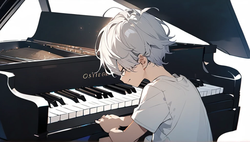 Boy playing piano,