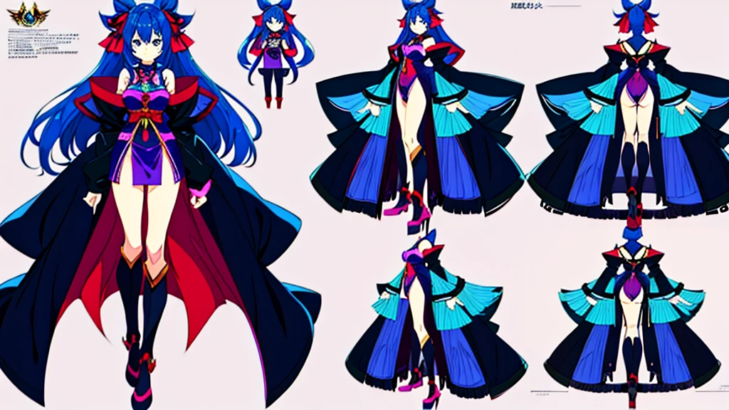 character design, anime girl, design, just one character, clothes, fantasy clothes, complex design, body rotation, design, body