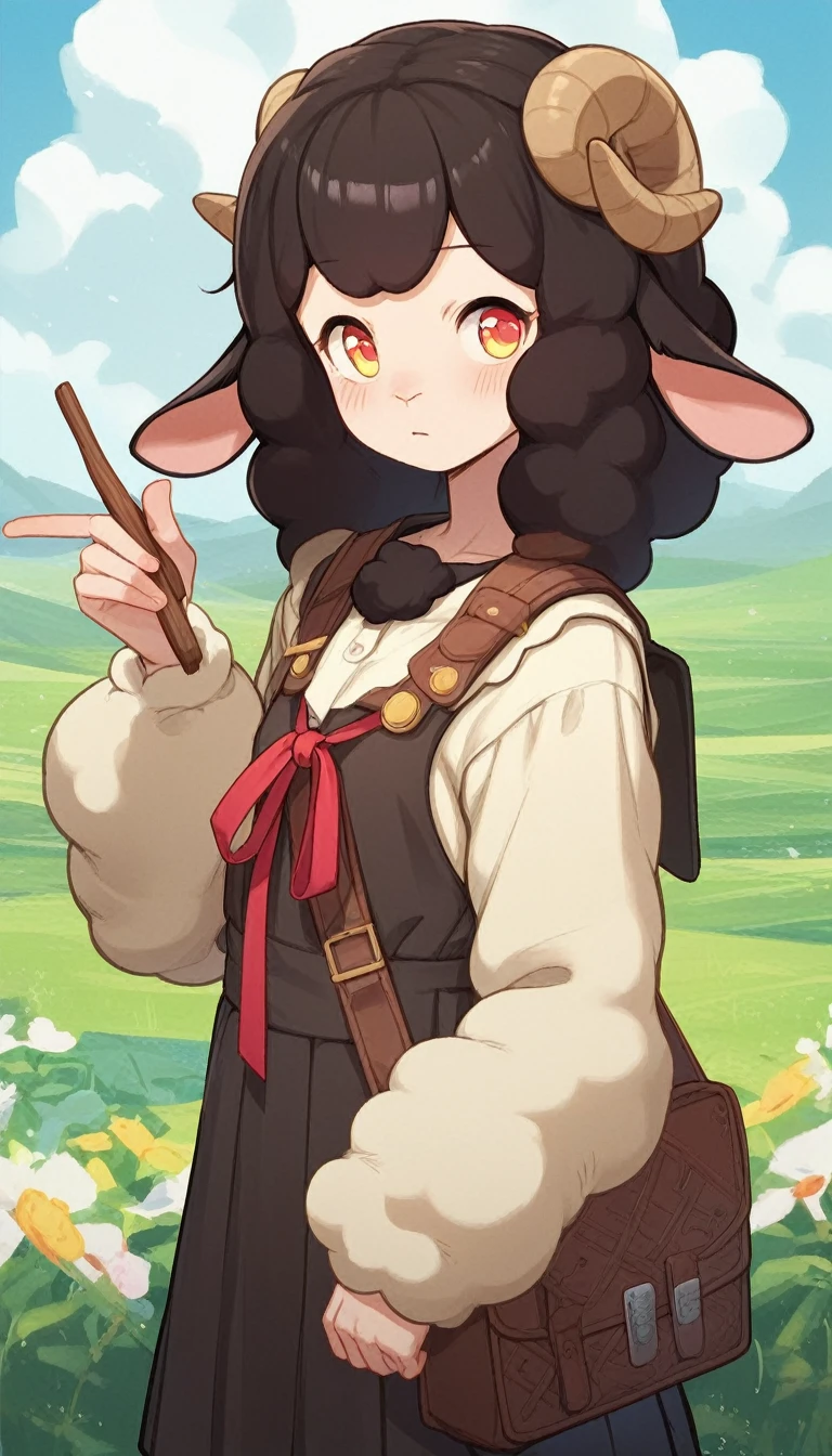 1 girl, young, antro, woolry, wool, fluffy wool, sheep girl, check_9, check_8_up, check_7_up, check_6_up, check_5_up, check_4_up