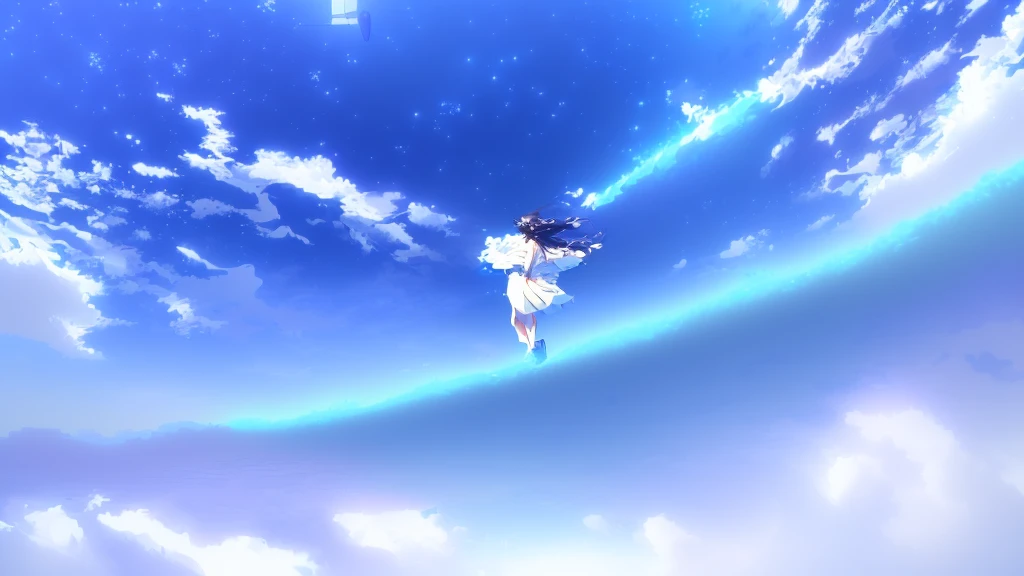 anime, A girl in a white dress floats in the water, Makoto Shinkai Cyril Rolland, anime girl walking on water, anime movie background, beautiful anime scene, today's featured anime still, anime film still, screenshot from the anime film, anime still film anime shikishi, star(null) starry_null