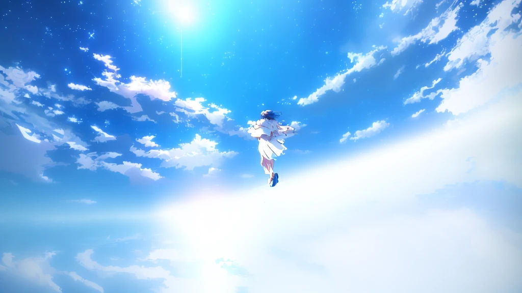anime, A girl in a white dress floats in the water, Makoto Shinkai Cyril Rolland, anime girl walking on water, anime movie background, beautiful anime scene, today's featured anime still, anime film still, screenshot from the anime film, anime still film anime shikishi, star(null) starry_null