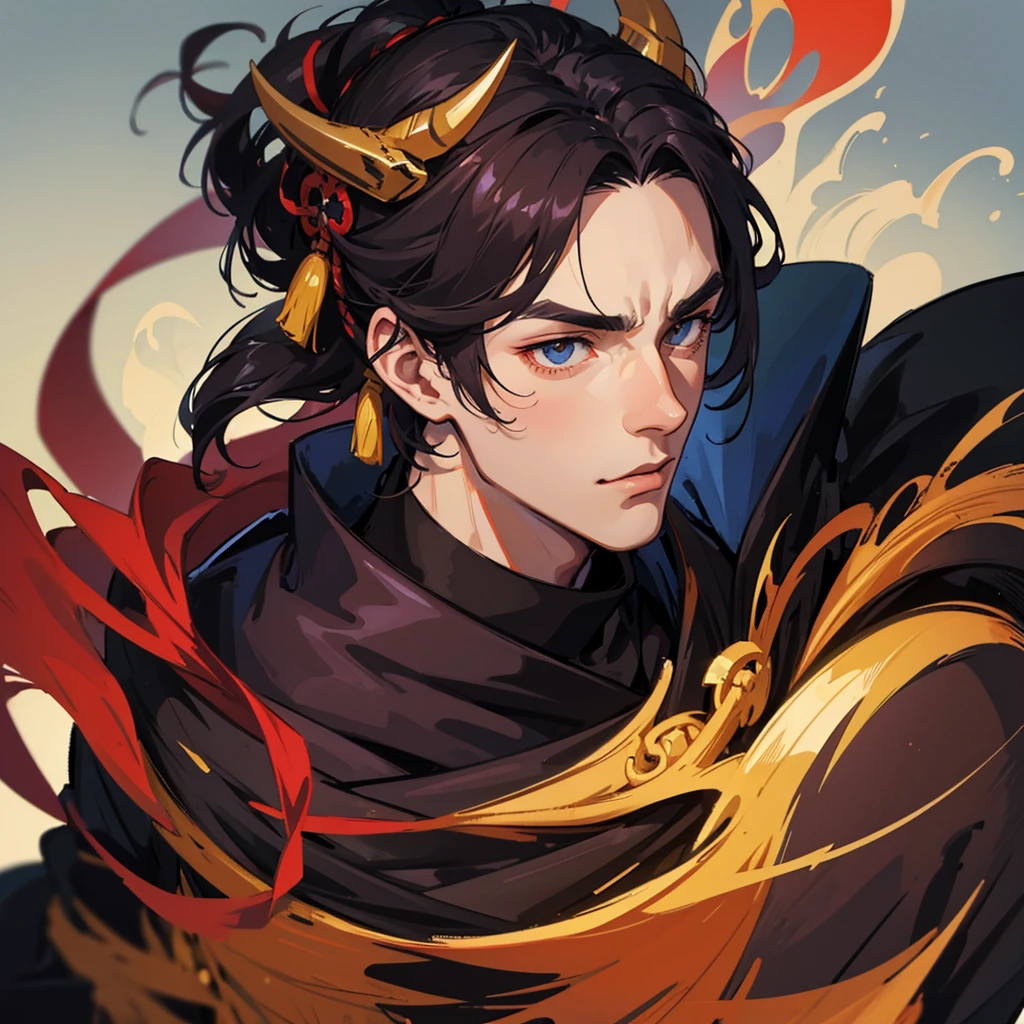 portrait of 1 make samurai, handsome face, demon