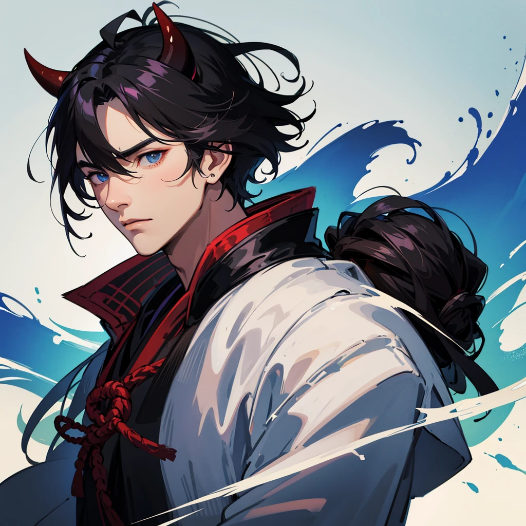 portrait of 1 make samurai, handsome face, demon