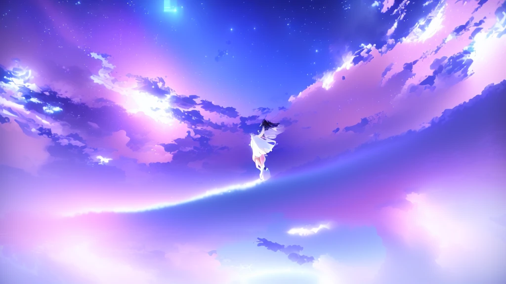 anime, A girl in a white dress floats in the water, Makoto Shinkai Cyril Rolland, anime girl walking on water, anime movie background, beautiful anime scene, today's featured anime still, anime film still, screenshot from the anime film, anime still film anime shikishi, star(null) starry_null