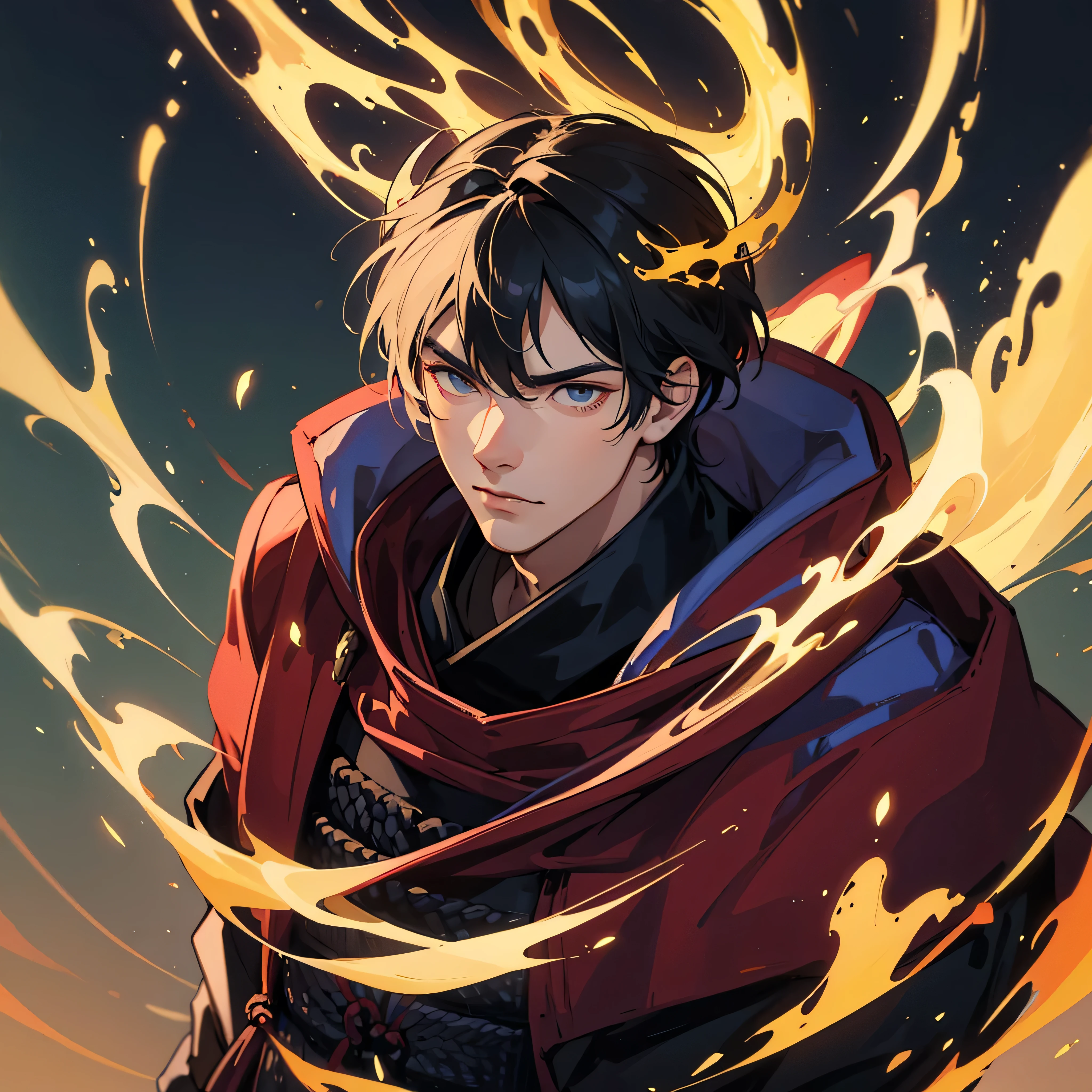 portrait of 1 make samurai, handsome face, demon
