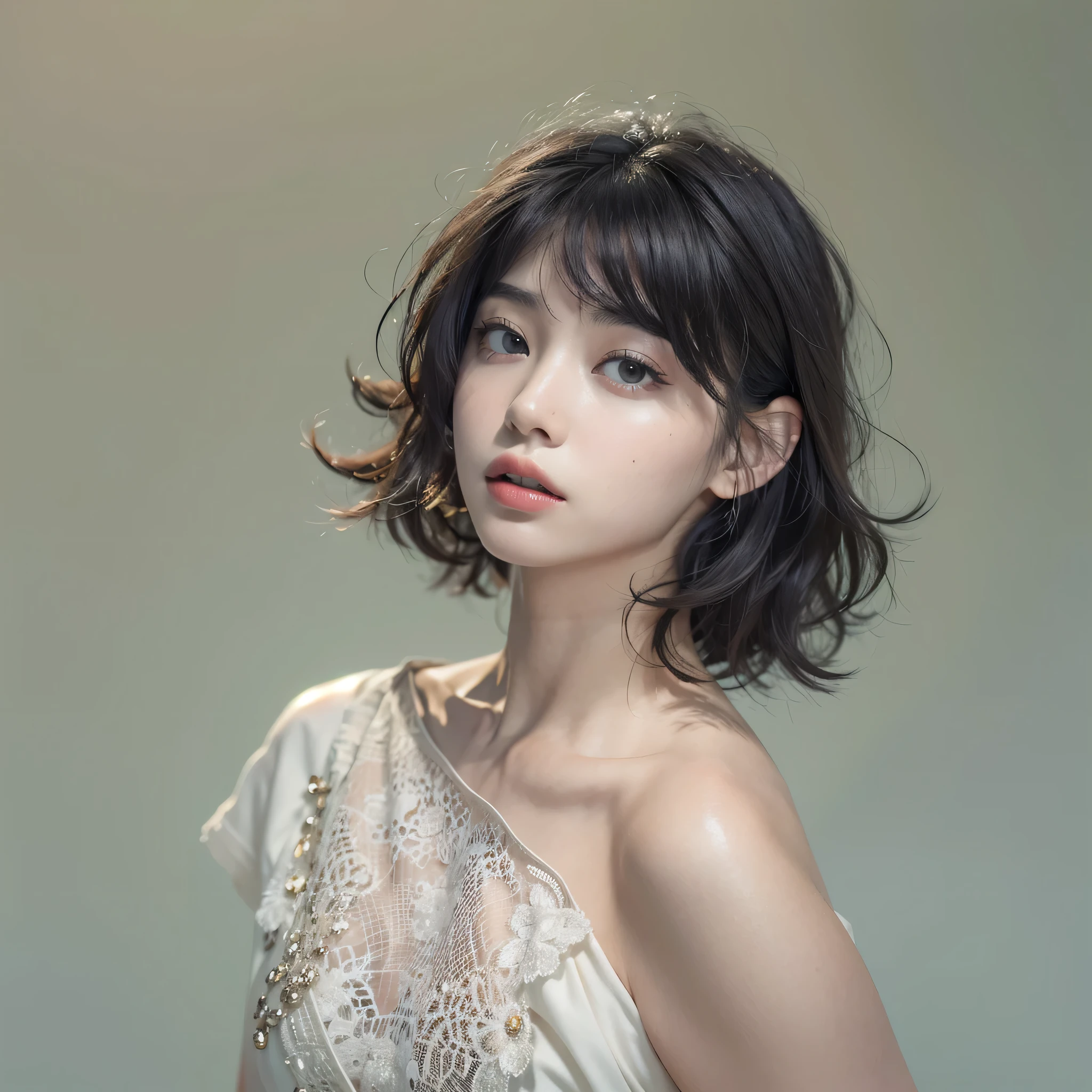 ((Highest quality)), ((masterpiece)), (detailed), Perfect Face,Very detailed,High resolution,26 years old,White Skin 4K,ultra High resolution,Detailed shadows,ultra realistic,Realistic,Dramatic lighting,One woman,alone,Detailed face,Realistic eyes,Realistic skin,Black Hair,profile