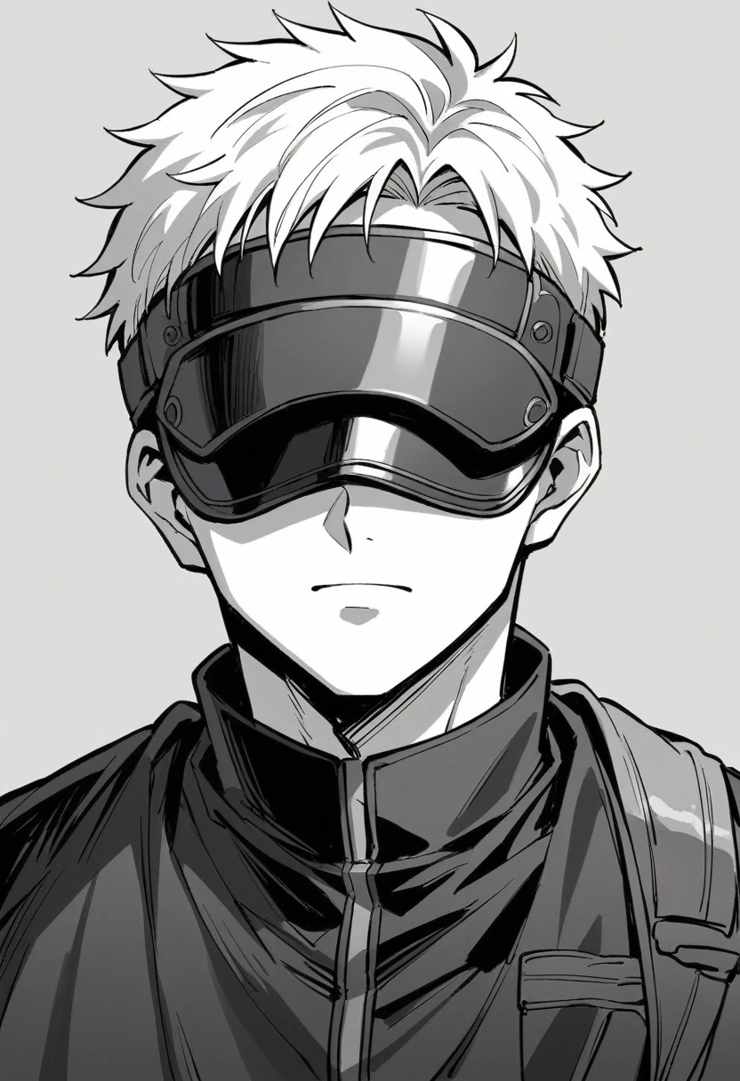 anime, boy, mask, black and white, anime art, guy, guy with mask, anime boy, black and white manga style, anime style only, clean detailed anime style, dark visor covering face, pin on anime, wearing all black mempo mask, anime shading), male anime style, dark visor covering eyes, anime style, high quality anime artstyle