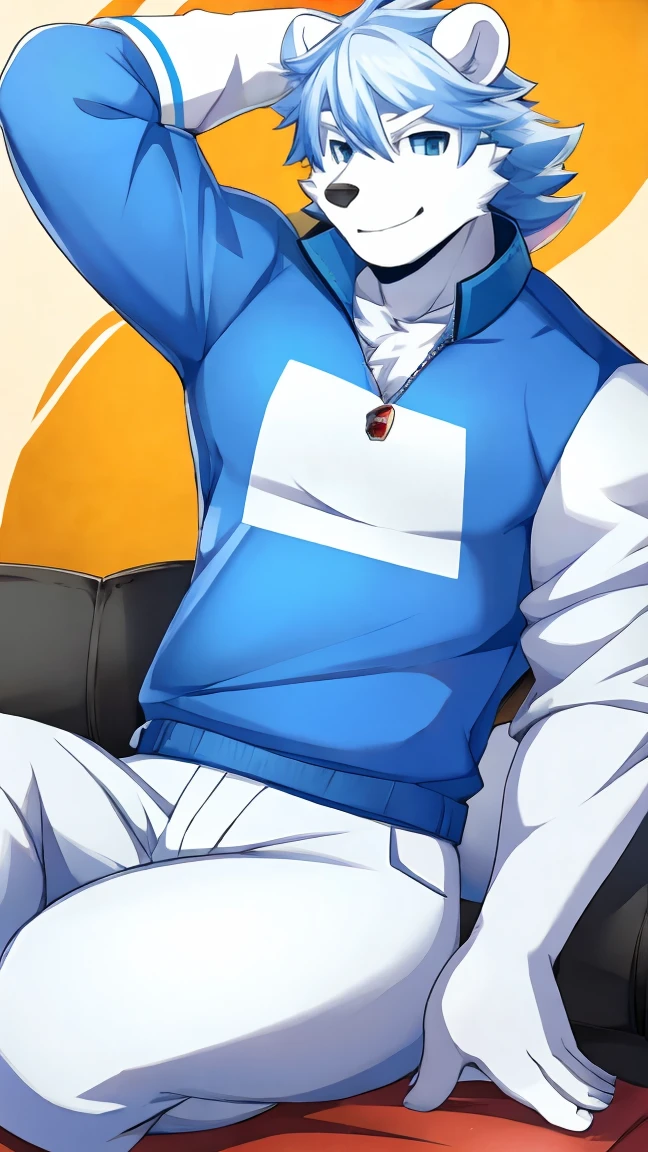 Polar Bear,Game master,otaku,Blue-white hair,In front of the game console,Pokémon Trainer Costumes