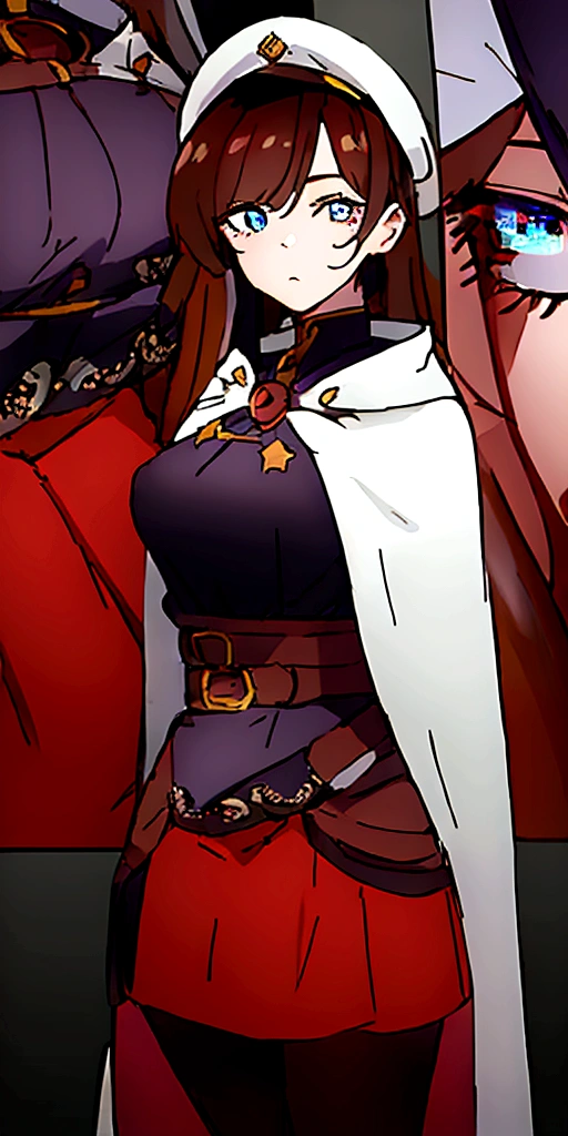 Chizuru mitzuhara ,Chizuru mitzuhara, Chizuru mitzuhara, long hair, brown hair, (brown eyes), (medium breast:1.2),
BREAK skirt, gloves, boots, belt, cape, cloak, white cloak, hat, cap,
BREAK looking at viewer,
BREAK outdoors,
BREAK (masterpiece:1.2), best quality, high resolution, unity 8k wallpaper, (illustration:0.8), (beautiful detailed eyes:1.6), extremely detailed face, perfect lighting, extremely detailed CG, (perfect hands, perfect anatomy),