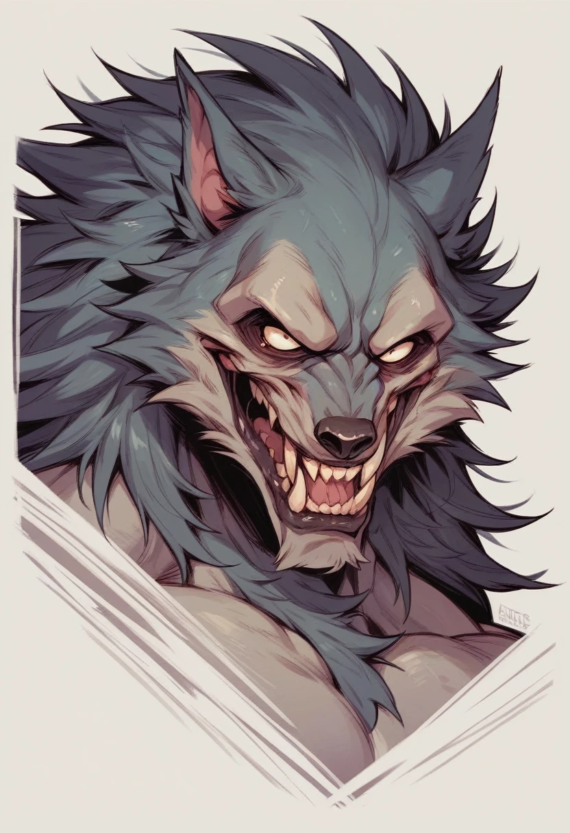 Create a portrait of Batman fights with werewolf in creepy night