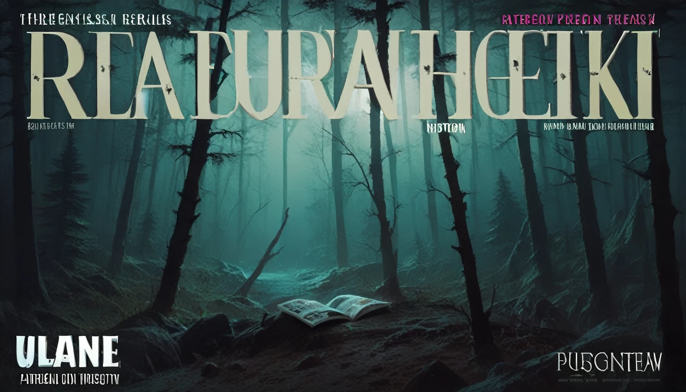 Aesthetic work of art:1.2,  (magazine cover, attention-grabbing headline:1.2, stylish large font, Feeling), (hyperrealistic photo, ultra detailed, RAW, chedevr, Dynamic frame), dark forest, night time, The forest is illuminated by the moon from behind the clouds, ominous red reflections in the distance. Dark ritual, When (Woman drowning in a swamp). She is dressed in an ultra-short tight-fitting dress with thin straps and stockings with garters.. A spiked collar grips her neck tightly. tattoo. redness of a sweaty face. She has medium-length hair, The face expresses a mixture of despair and intense ecstasy.. The woman is desperately trying to reach the surface, but the mud is pulling her down, And she знает, that her last moments are near. Woman struggling to get out, but the bog takes her down into its dark embrace, And she, finally, gives up his fight.