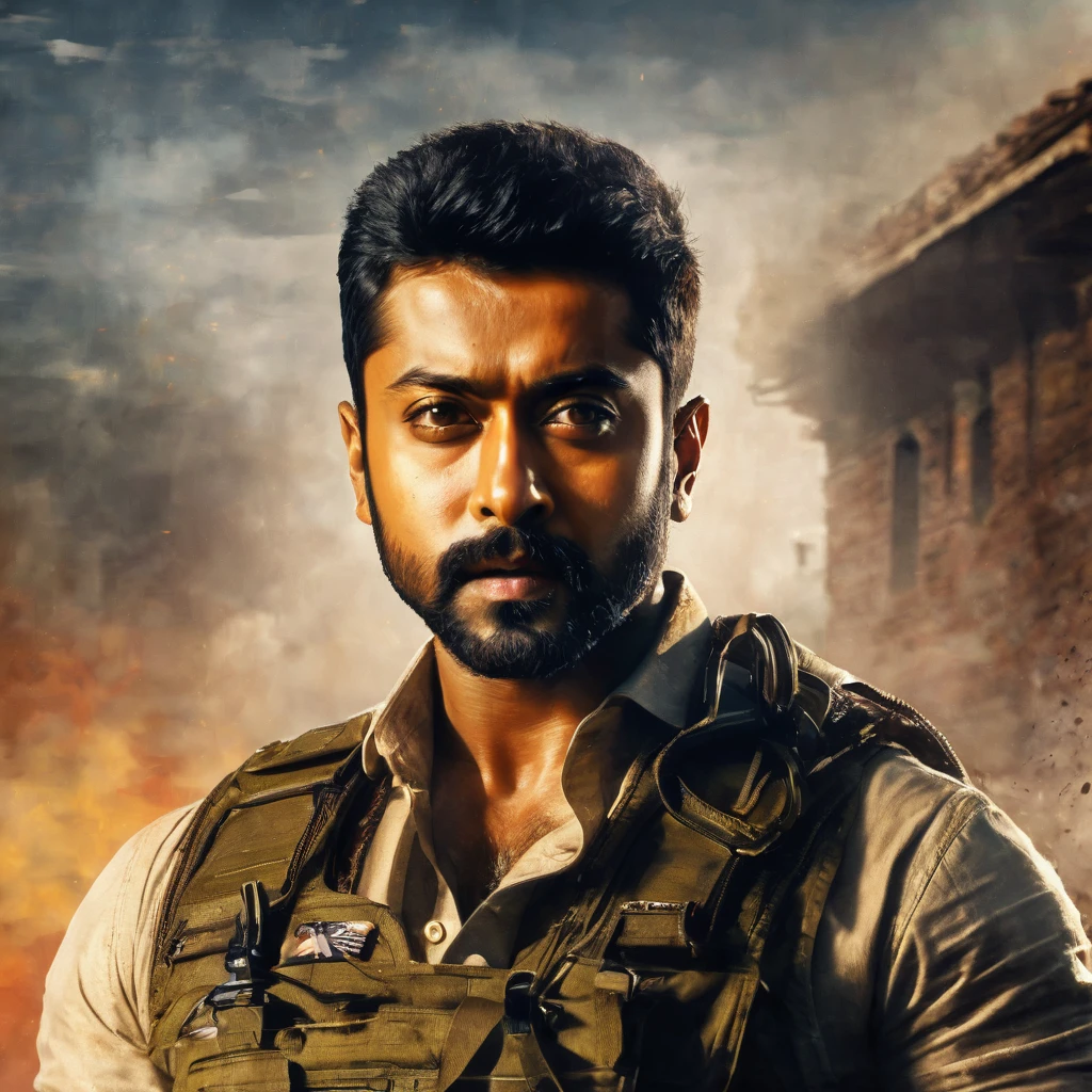 Create a portrait of actor surya as vigilant 