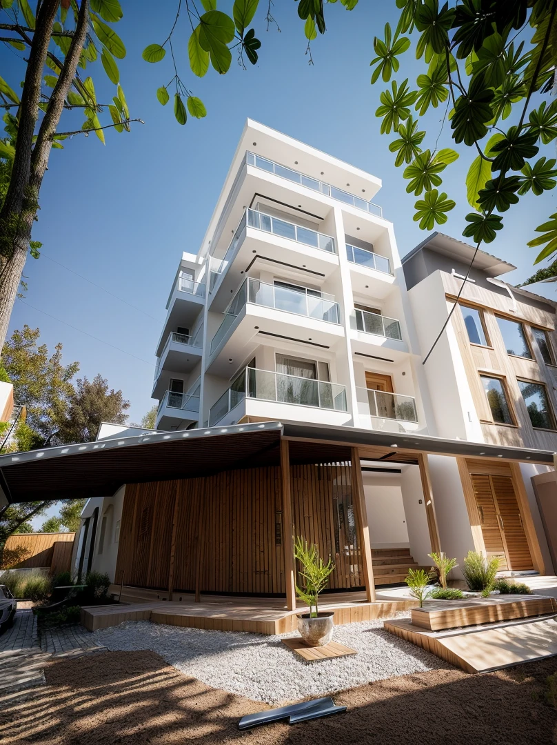 1 architecte moderne, main material by white wall and wood, 1 large courtyard, 1 road passes in front of the house, (Photo brute, real, best quality, head of'artwork:1.2), avoir l'modern and minimalist look, 1 route devant la maison, dynamic lighting:1.3, (hyper realistic, photo-realistic:1.2), High quality, (dark lighting:1.2), perfect lighting, archquotidiennement, no'humain