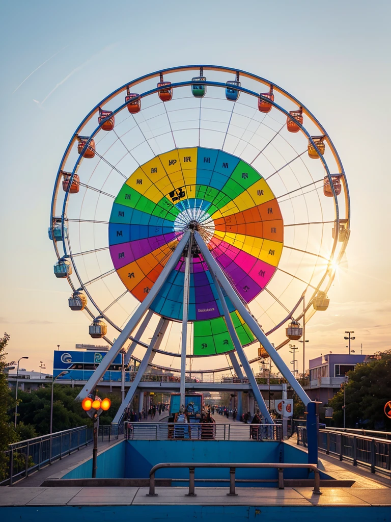 Colorful Ferris Wheel on white background