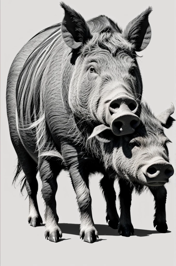 Create a cute boar for coloring book without a color for kids