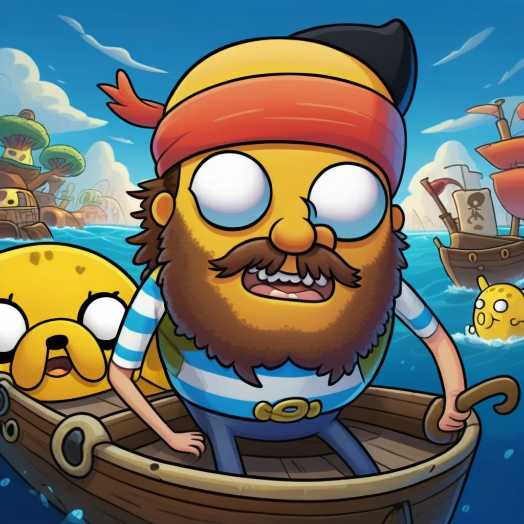 pirate man closed up face , mobile game art, banner, detailed game art, stylized game art, 8k highly detailed , game illustration, splash screen art, full card design, wallpaper!, extended art, adtime, saturated colorful, SpongeBob