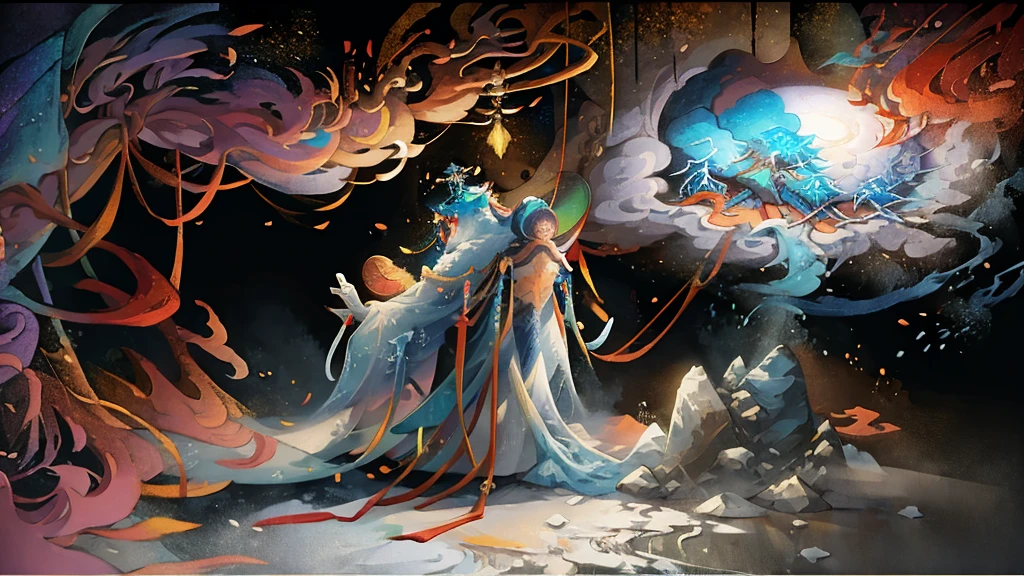 painting of a snowy mountain path, painterly illustration, colorful concept art, a beautiful artwork illustration, jen bartel, in the snow mountains, colorful digital painting, painterly concept art, by Simon Gaon, winter concept art, inspired by Tuomas Korpi, jessica rossier color scheme, with a snowy mountain and ice
