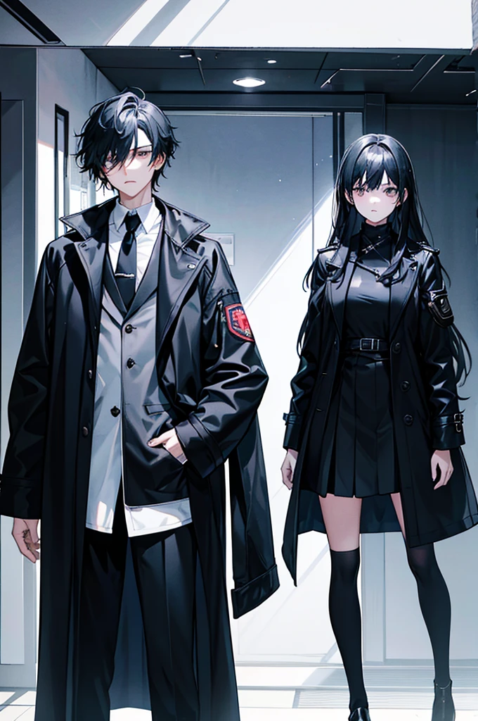 women often described as charismatic and intimidating. He has black hair, thick and slightly wavy, framing a face with marked and angular features. His piercing black eyes always seem to analyze his environment with calculated coldness. Her fair skin contrasts sharply with her clothing, which usually consists of dark, functional outfits, such as a black coat which adds to her aura of mystery. He stands straight, with impeccable posture, reflecting unwavering discipline and confidence