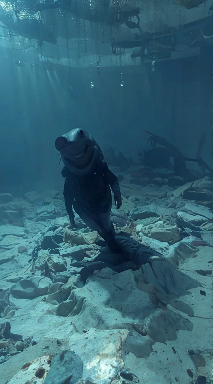 Creepy smiling alien fish