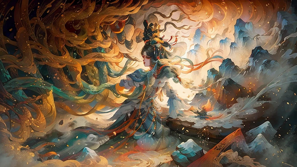 painting of a snowy mountain path, painterly illustration, colorful concept art, a beautiful artwork illustration, jen bartel, in the snow mountains, colorful digital painting, painterly concept art, by Simon Gaon, winter concept art, inspired by Tuomas Korpi, jessica rossier color scheme, with a snowy mountain and ice